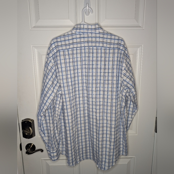 Michael Kors Men's XL Button Down Blue White Plaid Shirt Long Sleeve EUC - Picture 3 of 6